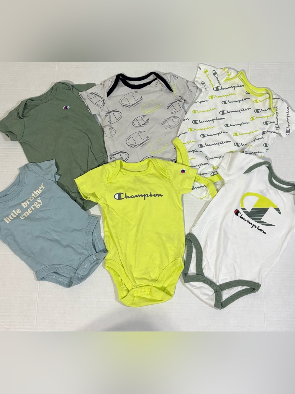 Champion Neon Yellow Logo Baby One-Piece Bodysuit